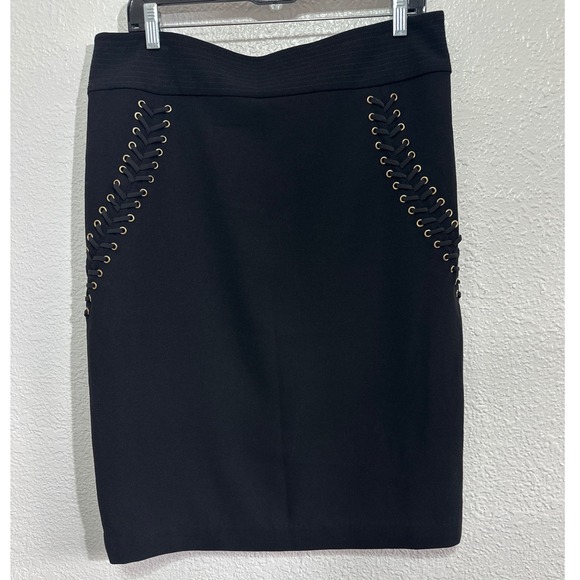 CLASS Roberto Cavalli size 16 Women's Black Midi-Skirt wih Slit